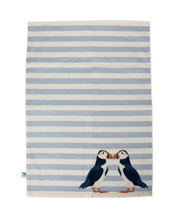 RSPB Puffin Blue Tea Towel