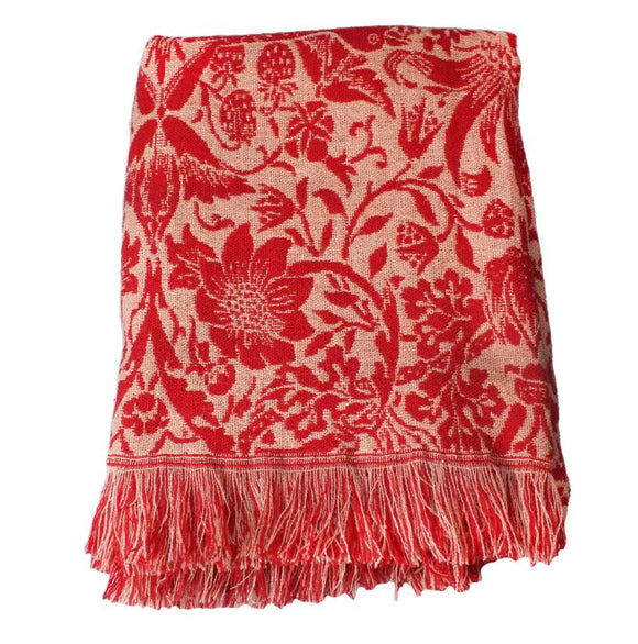 William Morris Raspberry Throw Blanket