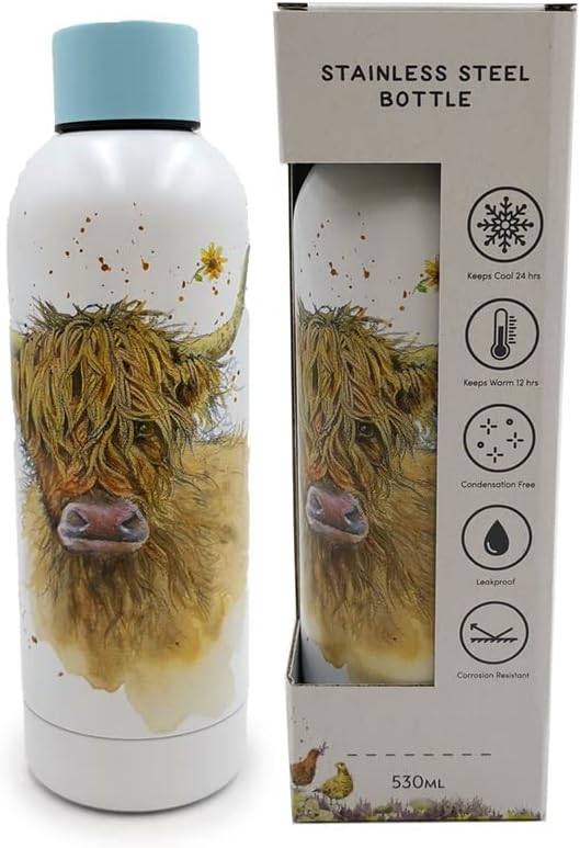 Jan Pashley Highland Cow Insulated Hot Cold Drinks Bottle