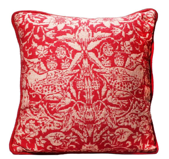 William Morris Embroidered Raspberry Cushion