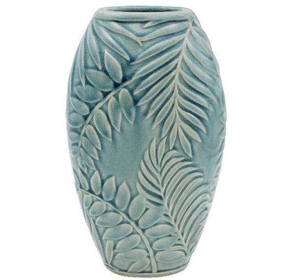 Blue Tropical Leaves Small Vase