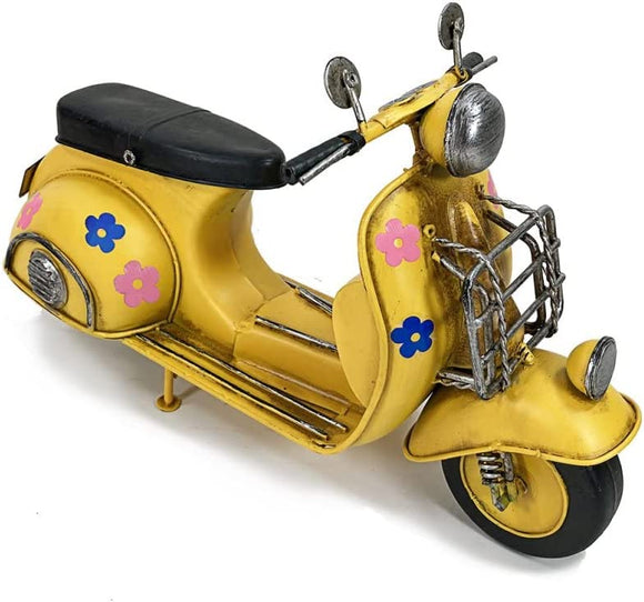 Yellow Vespa With Flower Decal Tin Ornament