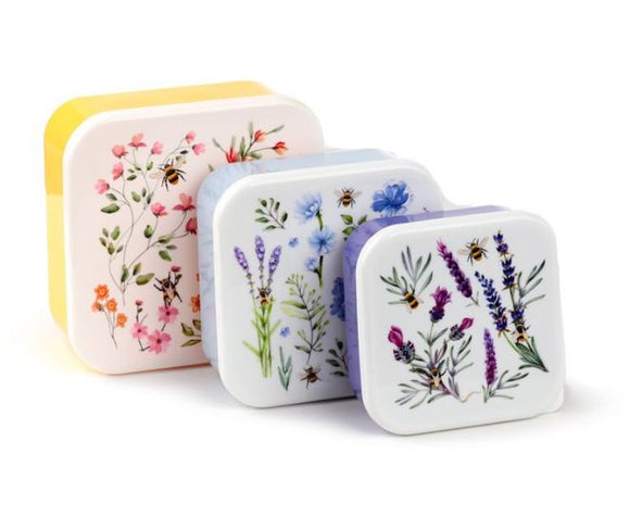 Nectar Meadows Set of 3 Plastic Stacking Lunchboxes