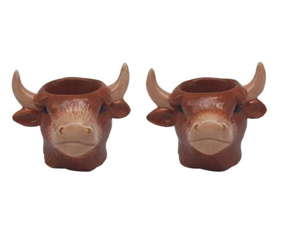 Highland Cow Set Of 2 Egg Cups