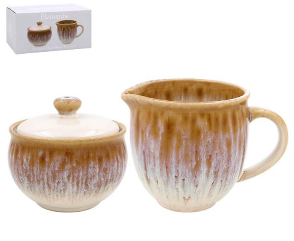 Reactive Glaze Sugar Bowl & Cream Jug 73600
