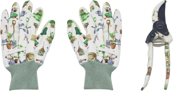 Green Fingers Garden Tool Set Gloves & Secateurs
