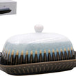 Elements Reactive Glaze Blue Butter Dish