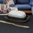 Elements Reactive Glaze Blue Butter Dish