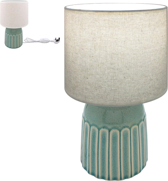 Reactive Glaze Green Table Lamp With Shade