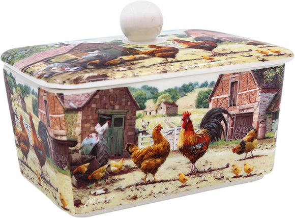 Farmhouse Cockerel & Hen Butter Dish