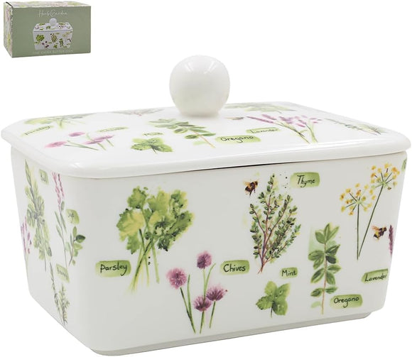 Herb Garden Fine China Butter Dish