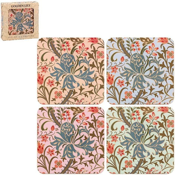 William Morris Golden Lily Set of 4  Coasters