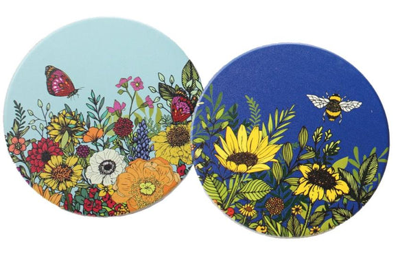 Natasha Kirby Floral Set of 2 Ceramic Coasters