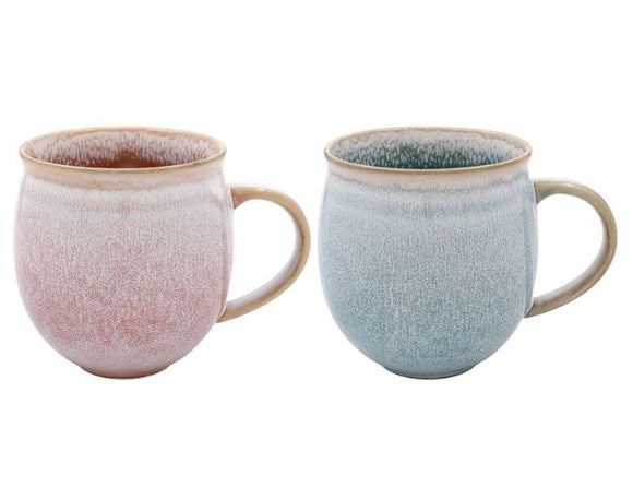 Set of Two Reactive Glaze Pink & Blue Mugs LP73596