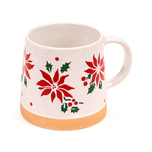 Christmas Poinsettia Stoneware Mug