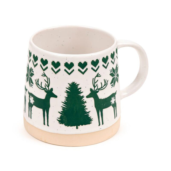 Christmas Green Reindeer Stoneware Mug