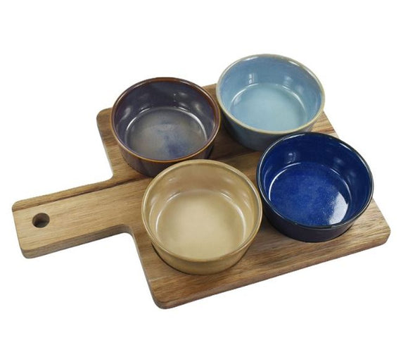 Snack Dishes On Contemporary Wooden Tray S4