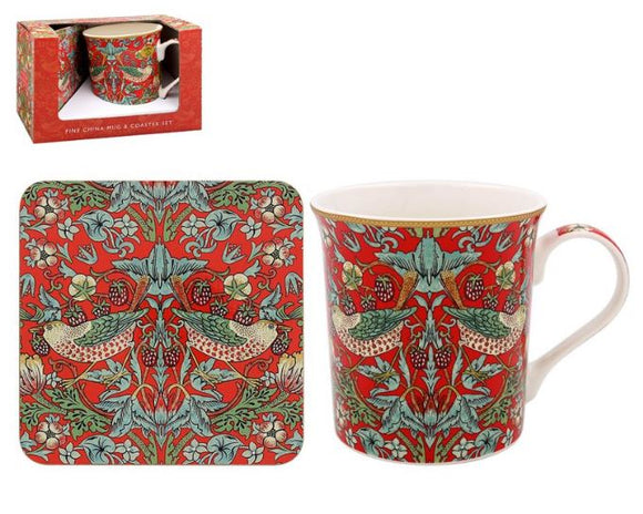 William Morris Strawberry Thief Mug & Coaster Set
