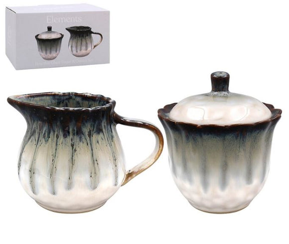 Reactive Glaze Sugar Bowl & Cream Jug 74413