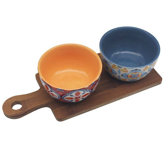 Set Of 2 Tuscany Bowls On Paddle Base