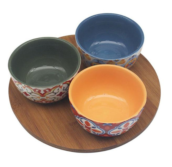 Set Of 3 Tuscany Bowls On Round Base