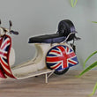Union Jack White Scooter Tin Ornament
