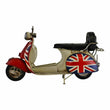 Union Jack White Scooter Tin Ornament