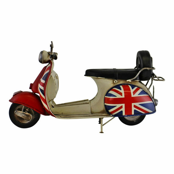 Union Jack White Scooter Tin Ornament