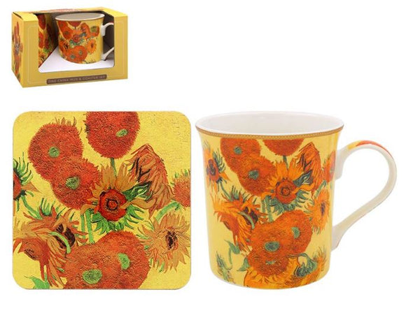 Van Gogh Sunflowers Mug & Coaster Set