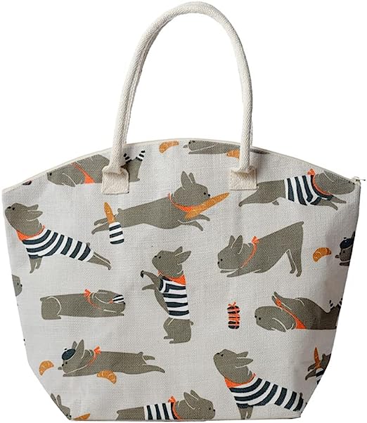 French Bulldog Jute Beach Bag