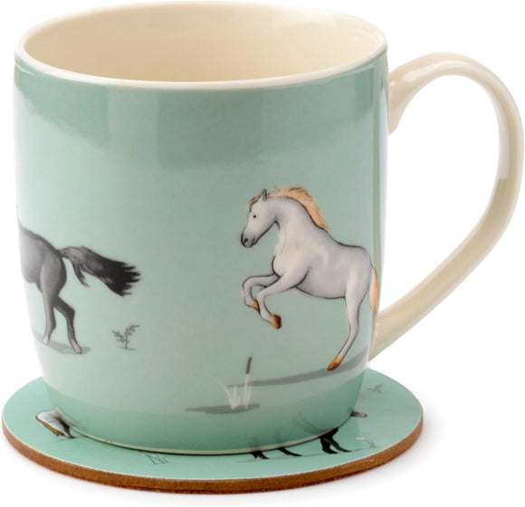 Willow Farm Horses Mug and Coaster Set