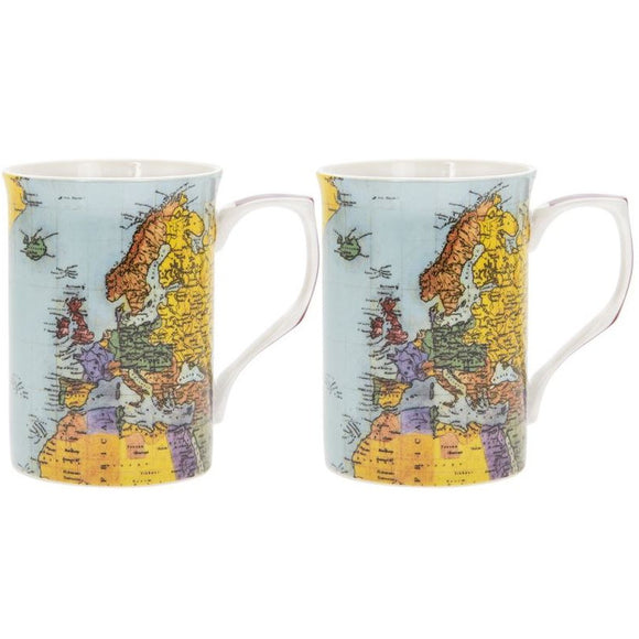 World Traveler Set of 2 Atlas Mugs
