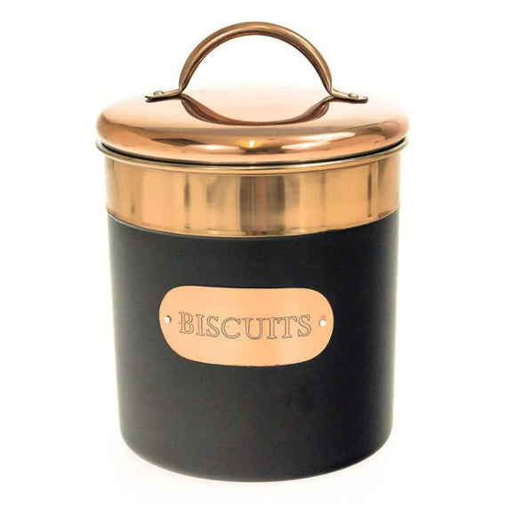 Black and Copper Biscuit Enamled Tin