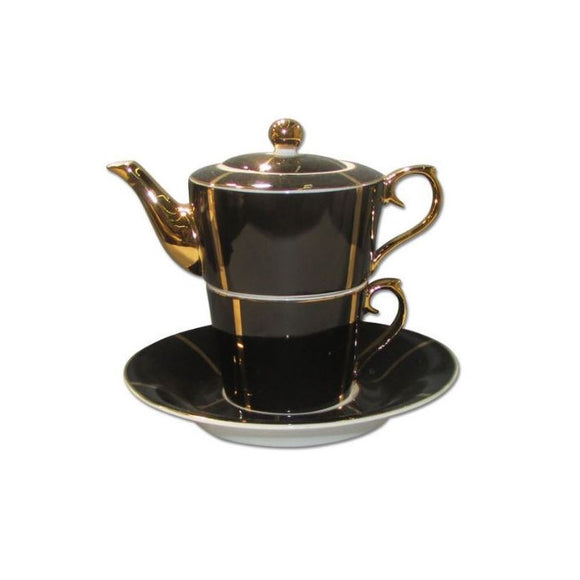Black and Gold Ceramic Teapot