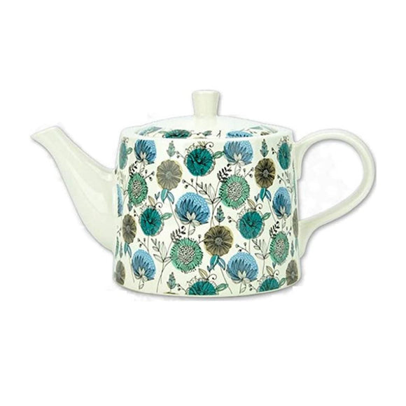 Botanical Turquoise Large Ceramic Teapot
