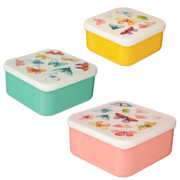 Butterfly House Set of 3 Plastic Stacking Lunchboxes