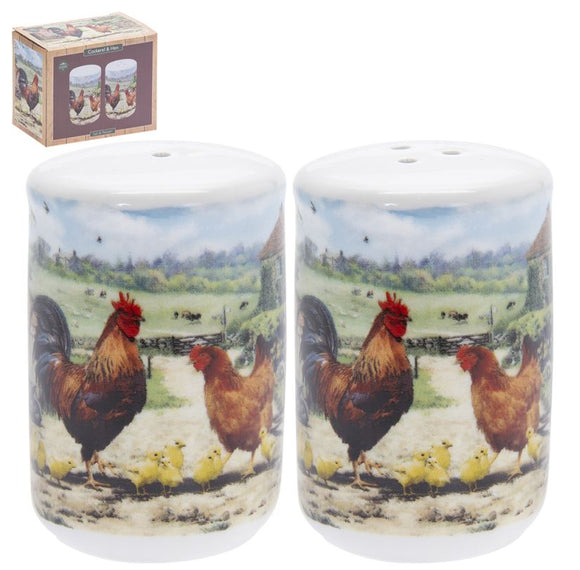 Cockerel and Hen Chickens Salt and Pepper Dispenser