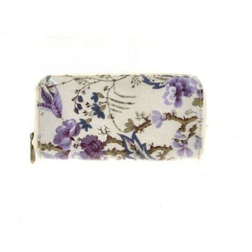 V A Cream Floral Pattern Oilcloth Purse - Main Image