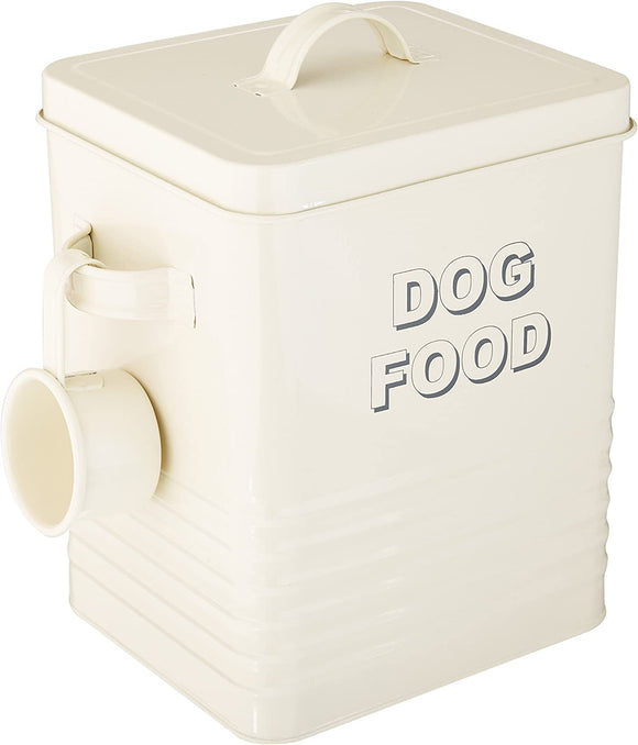 Retro Cream Dog Food Tin With Scoop