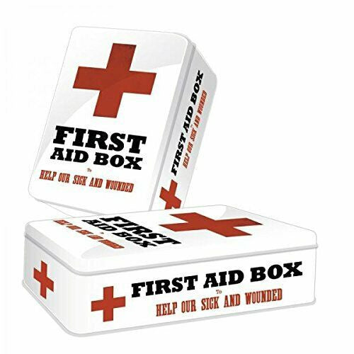 White First Aid Style Metal Storage Container