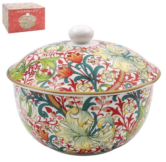 William Morris Golden Lily Bowl With Lid
