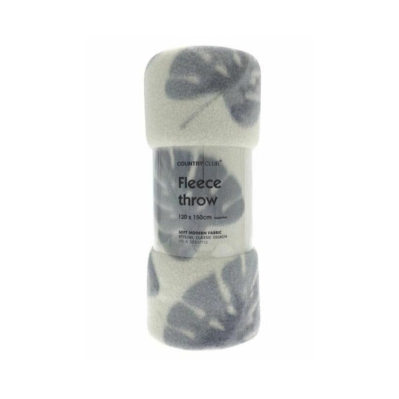 Jungle Palm Grey Fleece Blanket