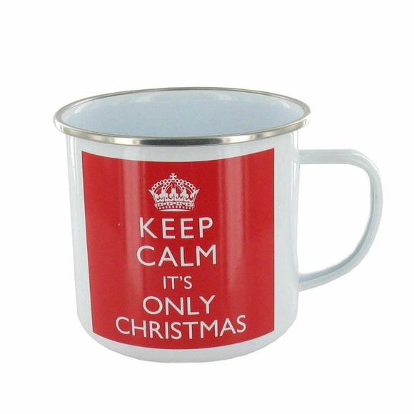Keep it Calm Its Only Christamas Red and White Mug