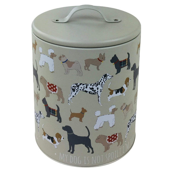 Large Enameled Round Multi Dogs Storage Tin