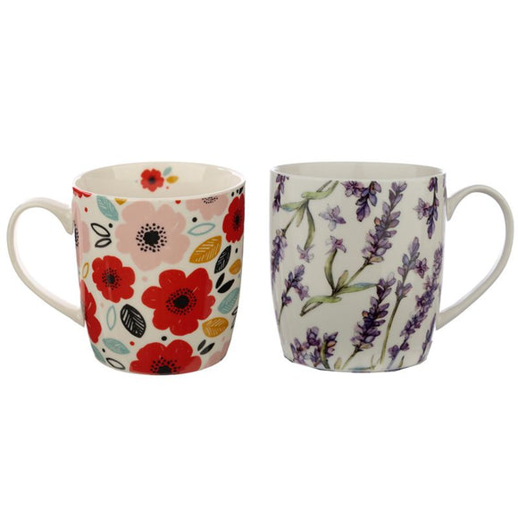 Pick of the Bunch Poppy & Lavender Fields Set of Mugs