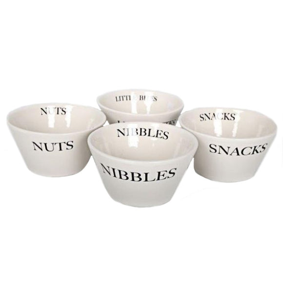 Set of 4 Ceramic Labeled Serving Bowls