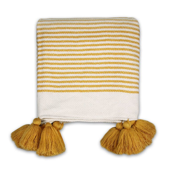 Shruti Striped Pattern Yellow Throw