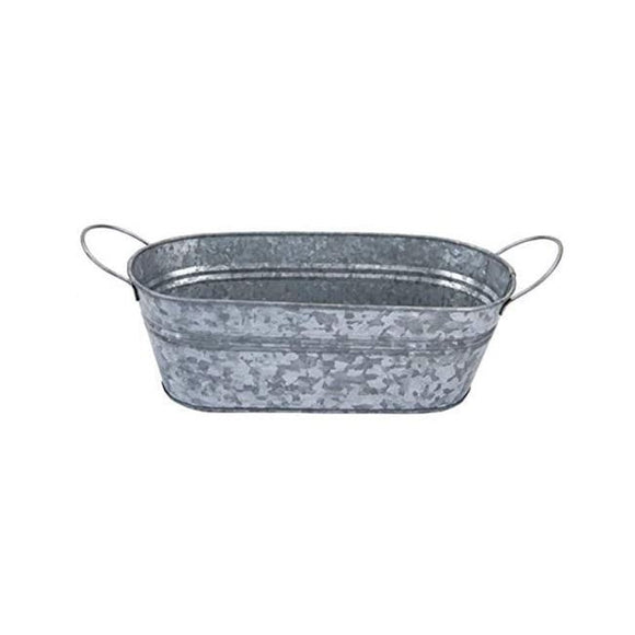 Galvanised Finish Steel Oval Herb Planter