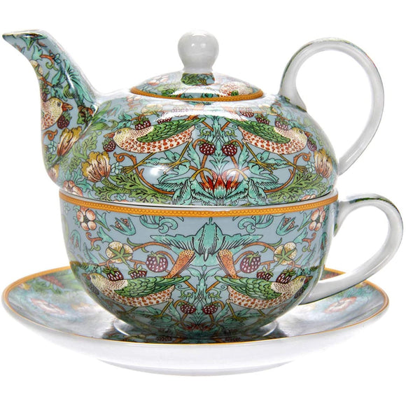 William Morris StrawberryThief Tea for One Teapot and Saucer