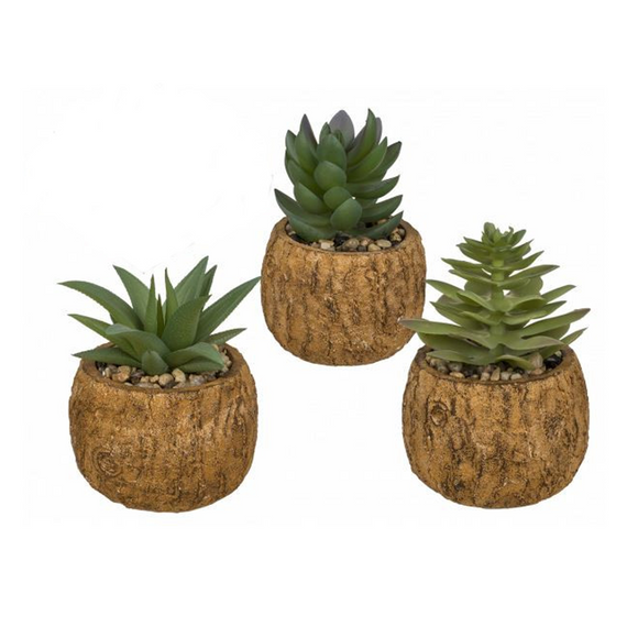 Set of 3 Artificial Plants with Ceramic Pots